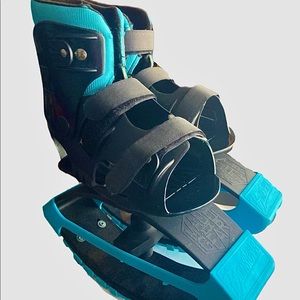 Barely used blue bouncing shoes for kids or young adults, wear with shoes